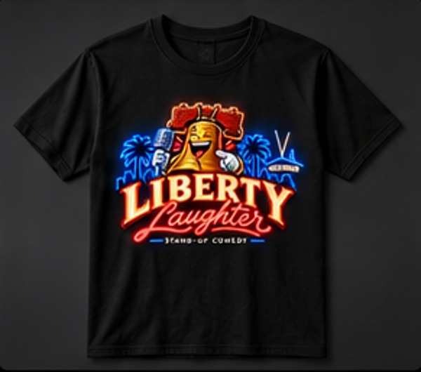 Liberty Laughter Tee with the approved Liberty Laughter logo